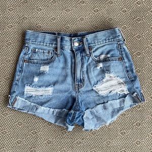 distressed denim shorts